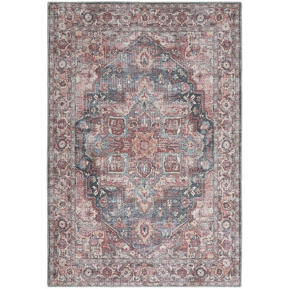 Nourison Home Machine Washable Vintage Boho Multicolor 4' x 6' Area Rug, (4' x 6')