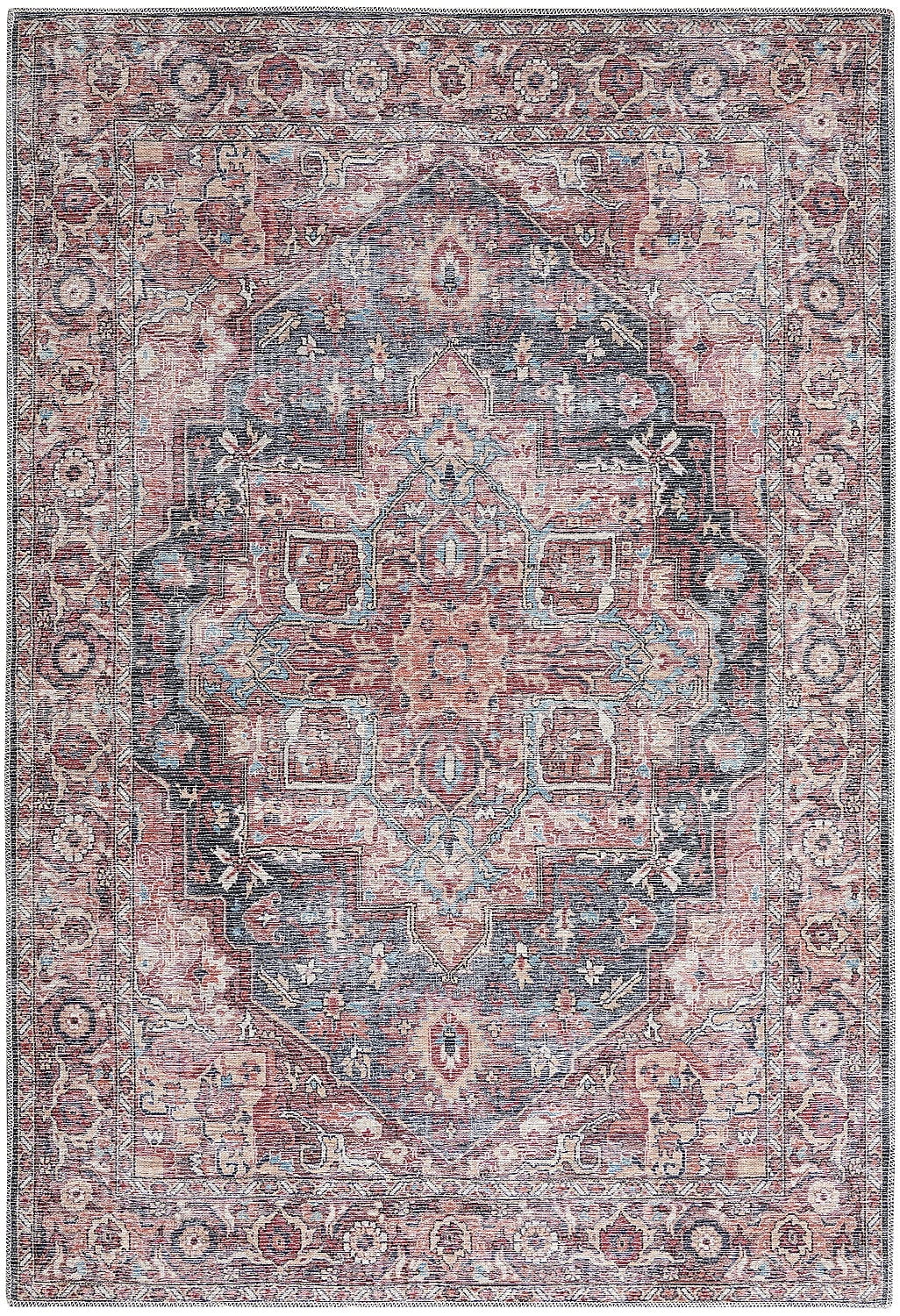 Multicolor Floral Cotton Chenille 5' x 7' Area Rug