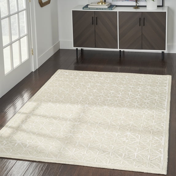 Nourison Home Modern Geometric Ivory 3'9" x 5'9" Area Rug, (4' x 6')