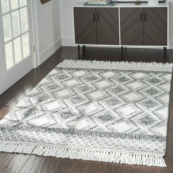 Nicole Curtis Moroccan Contemporary Grey/Ivory 5'3" x 7'6" Area Rug