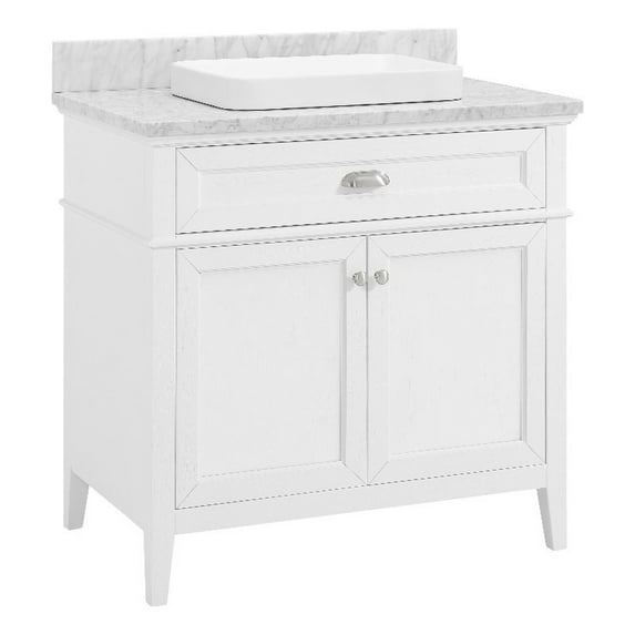 Nicole Curtis Northville 36" Vanity in Matte White Oak with Natural Carrara Top