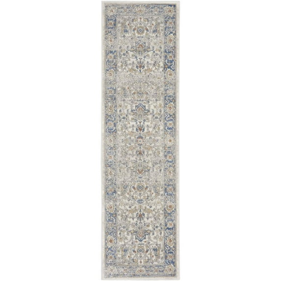 Nicole Curtis Series 4 2'2" x 7'6" Cream Blue Vintage Indoor Rug