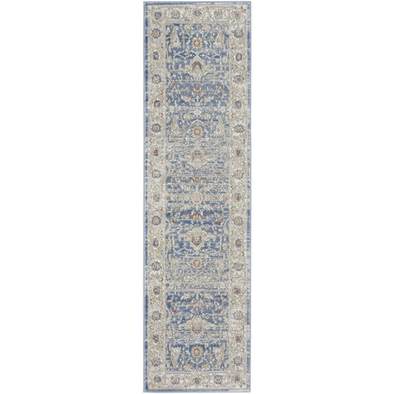 Nicole Curtis Series 4 2'2" x 7'6" Light Blue Grey Vintage Indoor Rug
