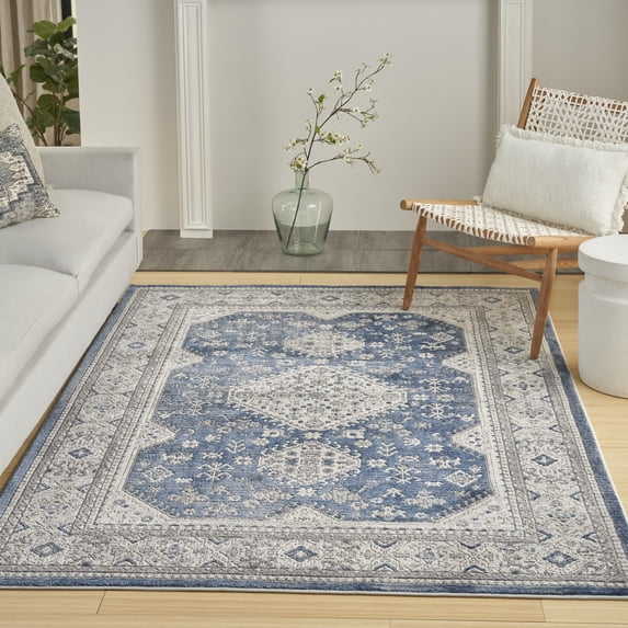 Nourison Home Series 4 Persian Grey/Navy 6'7" x 9'2" Area Rug, (7x9)