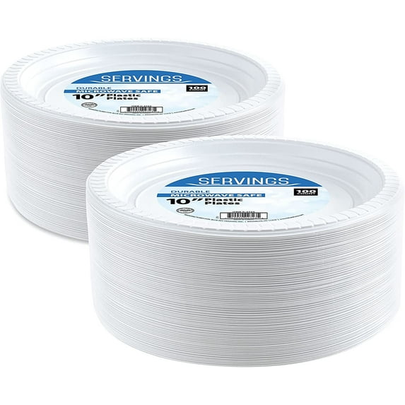 Nicole Fantani's Ideal Dining 10" Disposable White Plastic plates Good to use in Microwave, Bulk Stock for Resturant, Hotel, Deli & Elegant Parties : 1000 Count