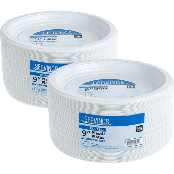 Nicole Fantani's Serving 9" Disposable White Plastic plates Good to use in Microwave, Bulk Stock for Restaurant, Hotel, Deli & Elegant Parties