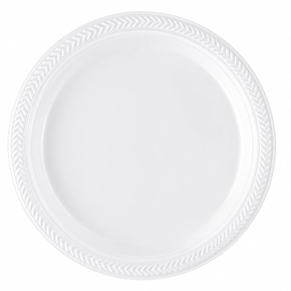 VeZee 9" Disposable White Plastic Plates Microwave Safe | Heavy Duty Party Plates, Catering Dinnerware, Restaurant Supplies & Event Tableware: 100 Count