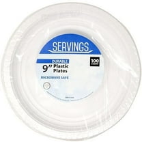 Nicole Fantani's Serving 9" Disposable White Plastic plates Good to use in Microwave, Bulk Stock for Resturant, Hotel, Deli & Elegant Parties: 100 Count