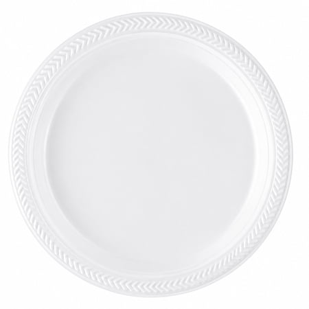 VeZee 9" Disposable White Plastic Plates Microwave Safe | Heavy Duty Party Plates, Catering Dinnerware, Restaurant Supplies & Event Tableware: 500 Count