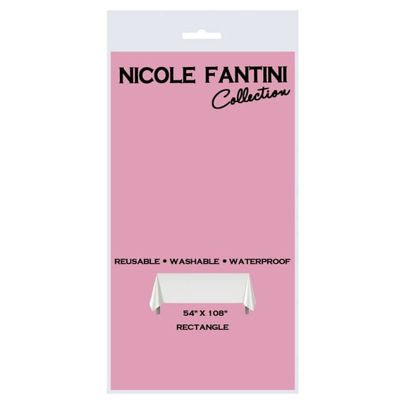 Nicole Fantini Collection Disposable Plastic Tablecloth Rectangle 54" x 108" (Perfect Pink)