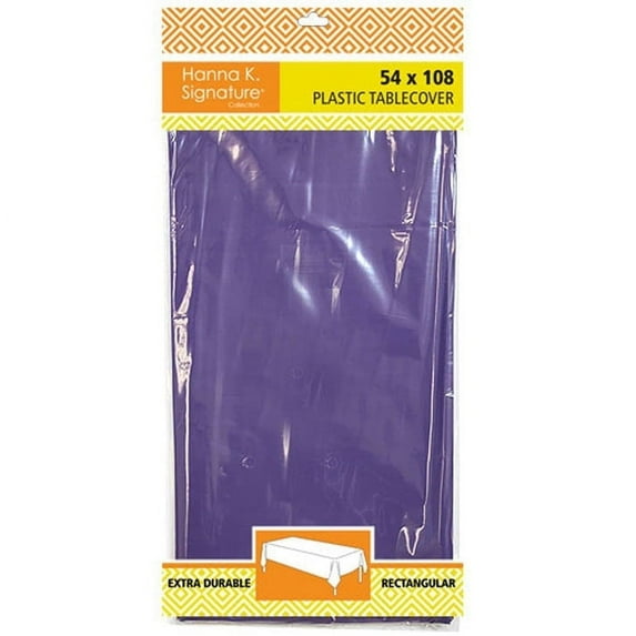 Nicole Fantini Collection Disposable Plastic Tablecloth Rectangle 54" x 108" (Purple)