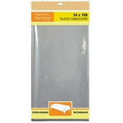 Hanna K. Signature Disposable Rectangular 54"X108" Plastic Tablecover: (Gold Lace)