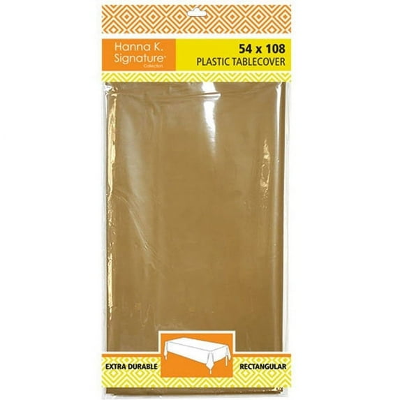 Nicole Fantini Disposable Plastic Tablecloth Rectangle 54" x 108" Set of 8 (Gold)
