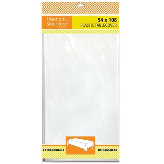 Nicole Fantini Disposable Plastic Tablecloth Rectangle 54" x 108" Set of 8 (White)
