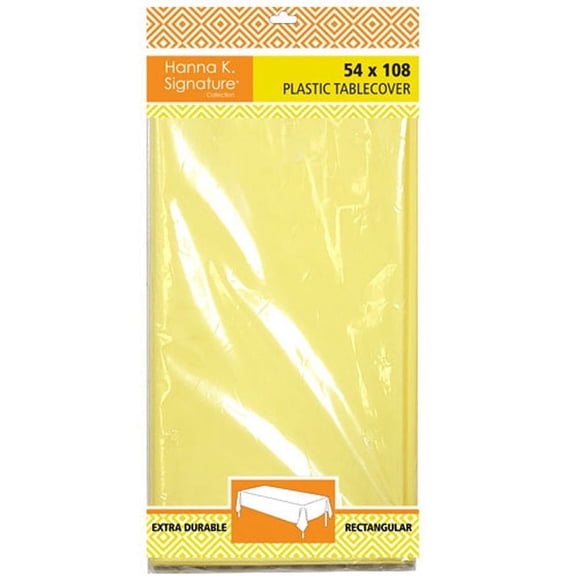Nicole Fantini Disposable Plastic Tablecloth Rectangle 54" x 108" Set of 8 (Yellow)