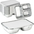 thumbnail image 1 of Nicole Fantini's Disposable Aluminum 8 1/2" x 6 3/8" Three Compartment oblong Foil Tray with Aluminum Lid | Best Take-out Container: 15 Sets, 1 of 5