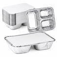 thumbnail image 1 of Nicole Fantini's Disposable Aluminum 8 1/2" x 6 3/8" Three Compartment oblong Foil Tray with Aluminum Lid | Best Take-out Container: 20 Sets, 1 of 6