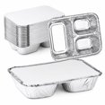 thumbnail image 1 of Nicole Fantini's Disposable Aluminum 8 1/2" x 6 3/8" Three Compartment oblong Foil Tray with Aluminum Lid | Best Take-out Container: 250 Sets, 1 of 6