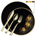 thumbnail image 1 of Nicole Fantini's Elegant Orchard Collection Party Dinner Sets: Economical Stylish Black & Gold Party Serving for 50 Person: 300 pices, 1 of 6