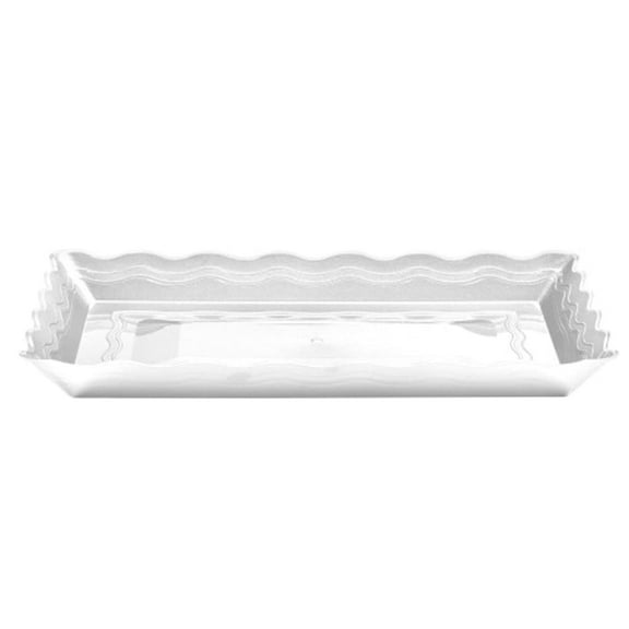 VeZee's Hanna K. Signature 4 White Plastic Plastic Serving Trays-Serving Platters| 9 X 13 inch| Rectangular Disposable Party Platters and Trays