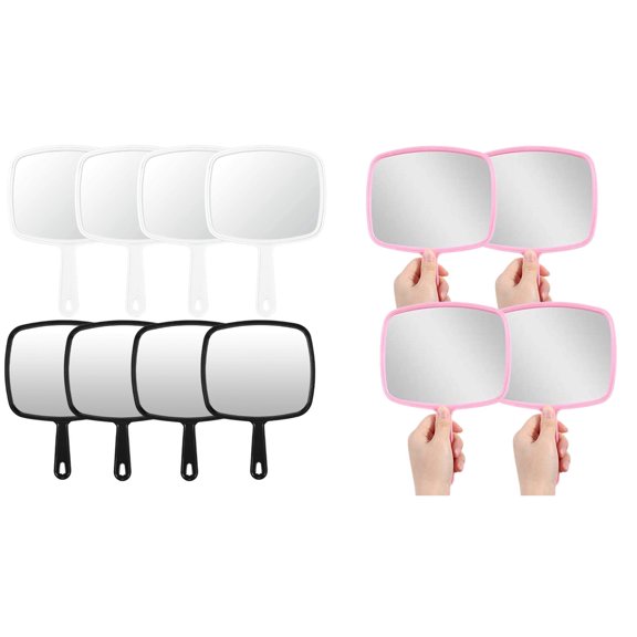 Nicole Fantini's Professional Salon Hair Stylist Large Handheld Mirror w/Handle Wide Angle Barber Hairdressing Mirror Square Makeup Mirror: Set of 12 Assorted Mirrors