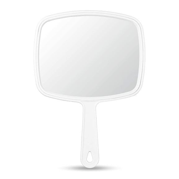 VeZee's Professional Salon Hair Stylist Large Handheld Mirror w/Handle Wide Angle Barber Hairdressing Mirror Square Makeup Mirror: White: 6CT
