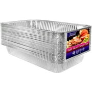 Nicole Home Collection Aluminum Deep Foil Pans, Full Size 21" x 13" Disposable Roasting Pan Set, 20 Pack
