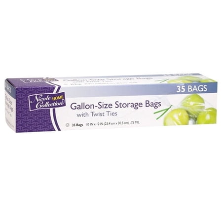 Nicole Home Collection Gallon-Size Transparent Twist Tie Food Storage Bags: 35 Bags
