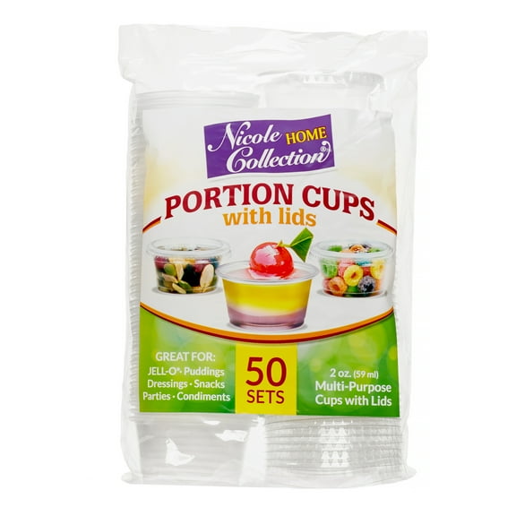 Nicole Home Collection Mini Containers with Lids, Round, 2 Oz, Clear, 50 Ct