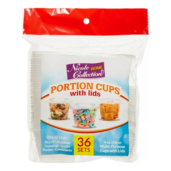 Nicole Home Collection Mini Containers with Lids, Round, 4 Oz, Clear, 36 Ct