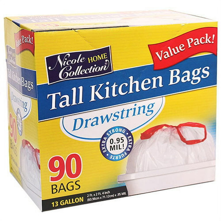 Nicole Home Collection Drawstring White Trash Bags, 13 gal – OnlyOneStopShop