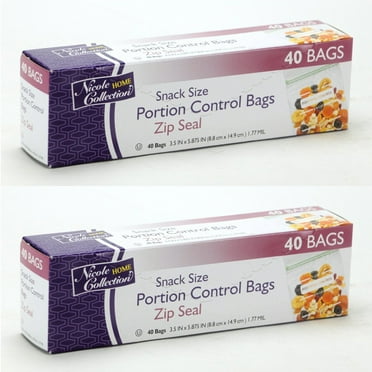Nicole Home Collection Portion Control Bags - 240 Snack Size Zip Seal Bags With Measurement Markings
