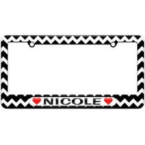 Nicole Love with Hearts License Plate Tag Frame, Multiple Colors