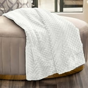 Nicole Miller Anya Luxuriously Soft Plush Throw Blanket – Textured Raised Dot Design, Stylish & Cozy Home Accent (50” x 70”) (Ivory)
