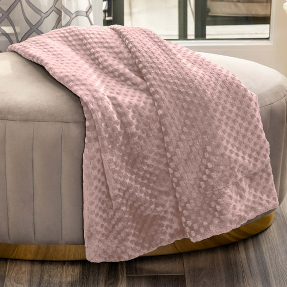 Nicole Miller Anya Luxuriously Soft Plush Throw Blanket – Textured Raised Dot Design, Stylish & Cozy Home Accent (50” x 70”) (Rose)