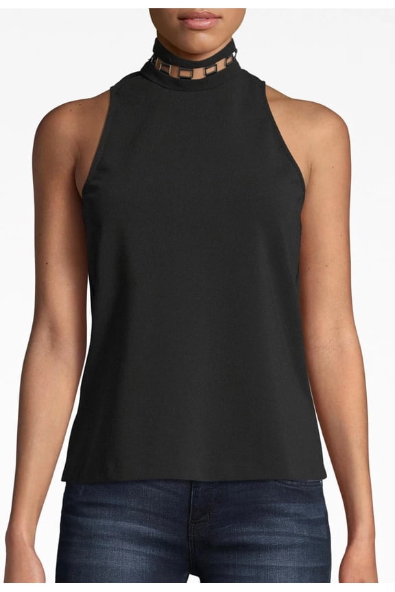 Artelier BLACK Heavy Jersey Square Ring Turtleneck Top, US Large