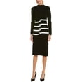 thumbnail image 1 of Nicole Miller Artelier BLACK/IVORY Tidal Pleat Mock Neck Dress, US Petite, 1 of 5
