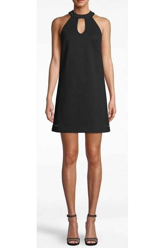 Artelier BLACK Ponte Nailhead Keyhole Dress, US Small