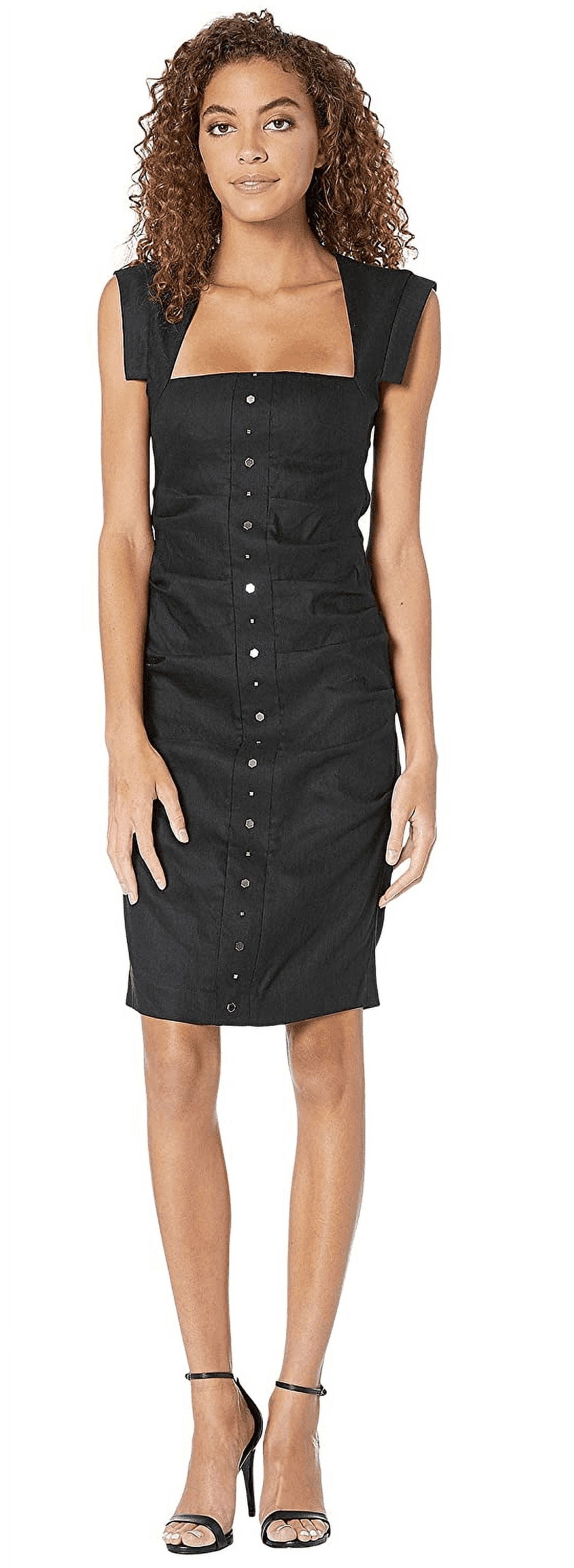 Nicole Miller Artelier BLACK Solid Stretch Linen Felicity Tuck Dress US 4 Walmart