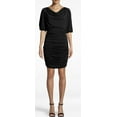 thumbnail image 1 of Nicole Miller Artelier BLACK Stretchy Matte Jersey Ruched Dress, US 4, 1 of 4