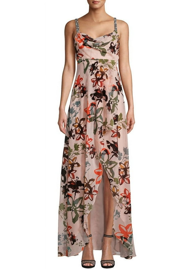 Artelier BLUSH/MULTI Autumn Dream Burnout Hi-Low Dress, US 2