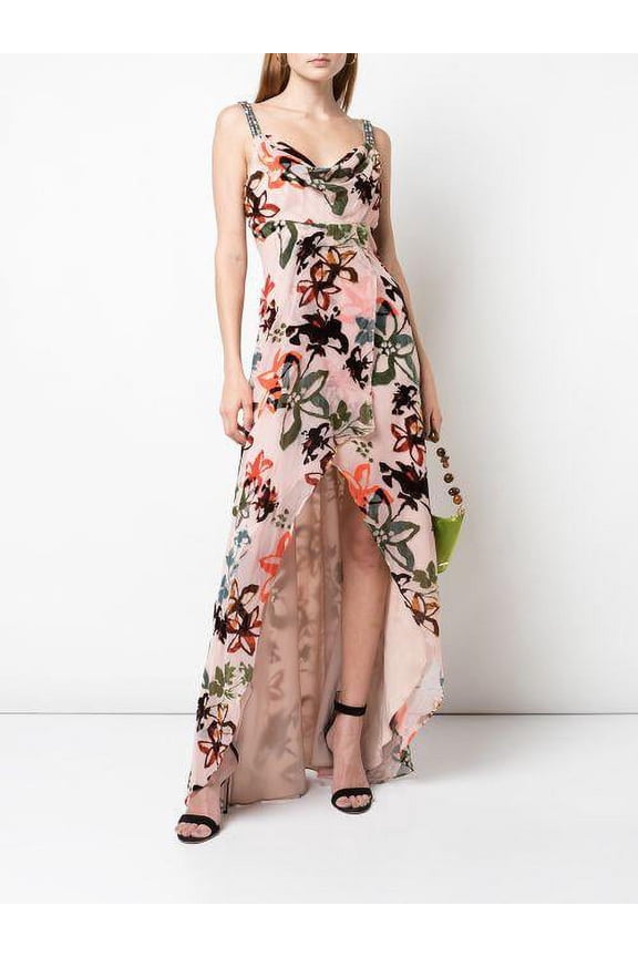 Artelier BLUSH/MULTI Autumn Dream Burnout Hi-Low Dress, US 6