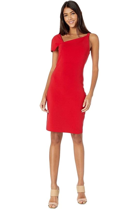 Artelier CHERRY RED Heavy Jersey One Shoulder Mini Dress, US 4