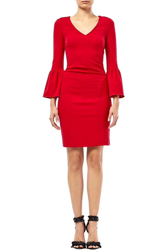 Artelier LIPSTICK RED Ponte Belle Sleeve Dress, US Petite