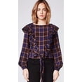 thumbnail image 1 of Nicole Miller Artelier MULTICOLOR Boyfriend Long Sleeve Ruffle Blouse, US Medium, 1 of 8