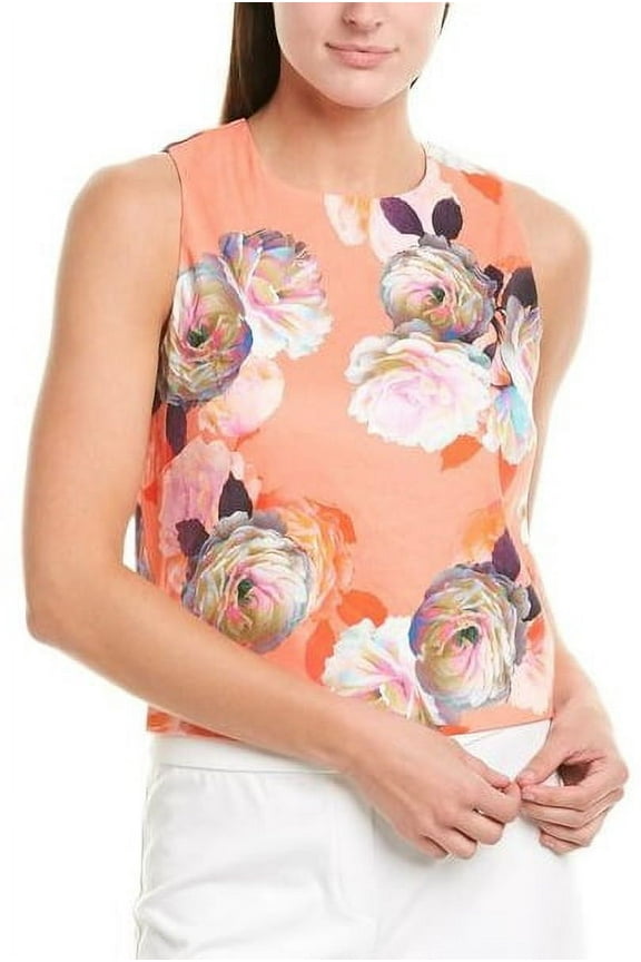 Artelier MULTICOLOR Confetti Flower Linen Poppy Crop Top, US Small