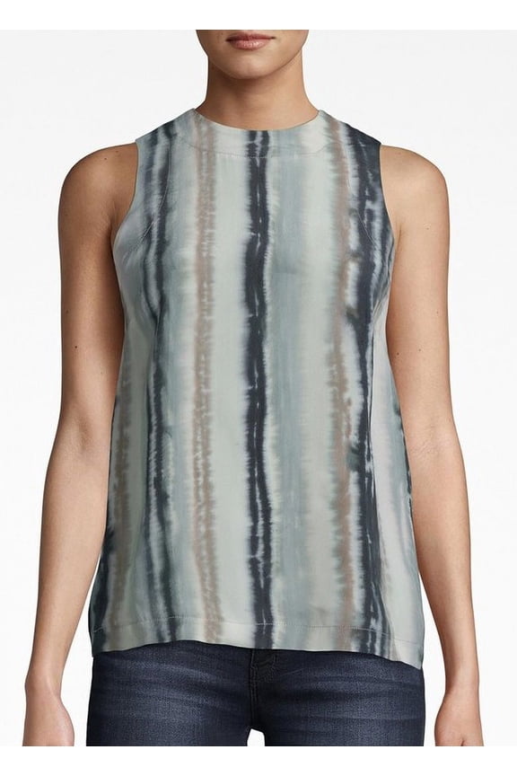 Artelier MULTICOLOR Ink Stripe Silk Tank Top, US Large