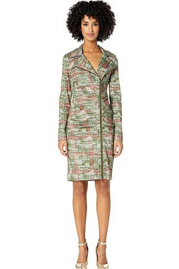 Artelier MULTICOLOR Weathered Plaid Tucked Dress, US Small