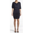 thumbnail image 1 of Nicole Miller Artelier NAVY Stretchy Matte Jersey Ruched Dress, US 2, 1 of 4