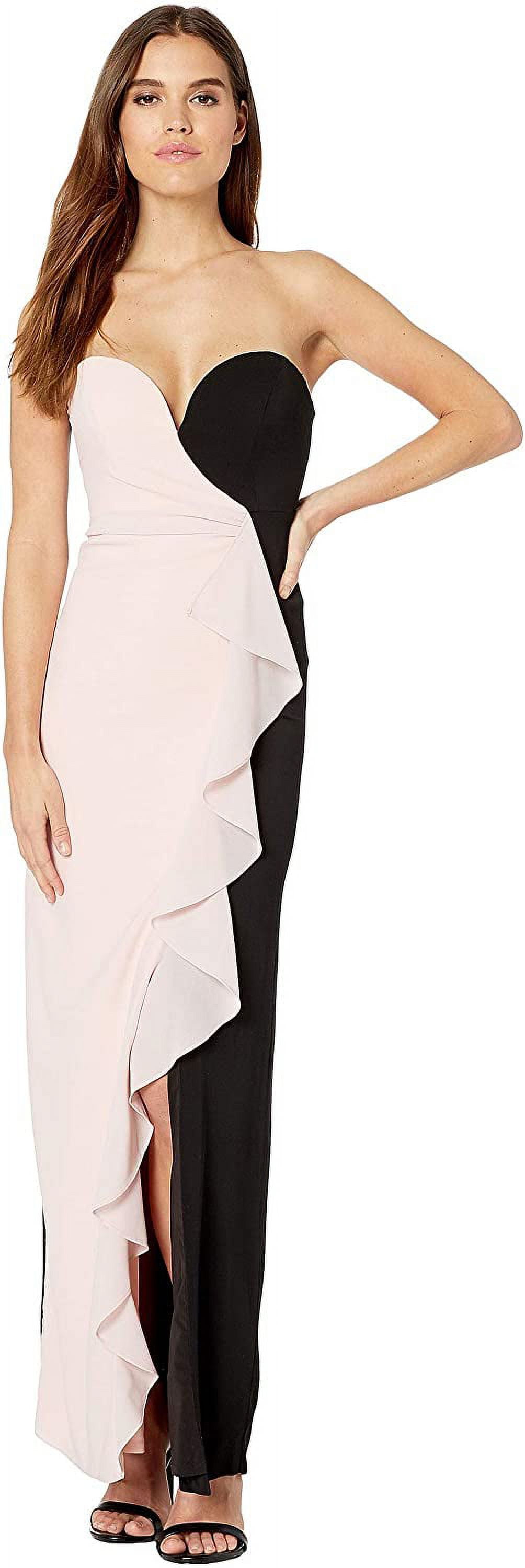 Nicole Miller Artelier PEACH/BLACK Strapless Ruffle Gown, US 6 - Walmart.com